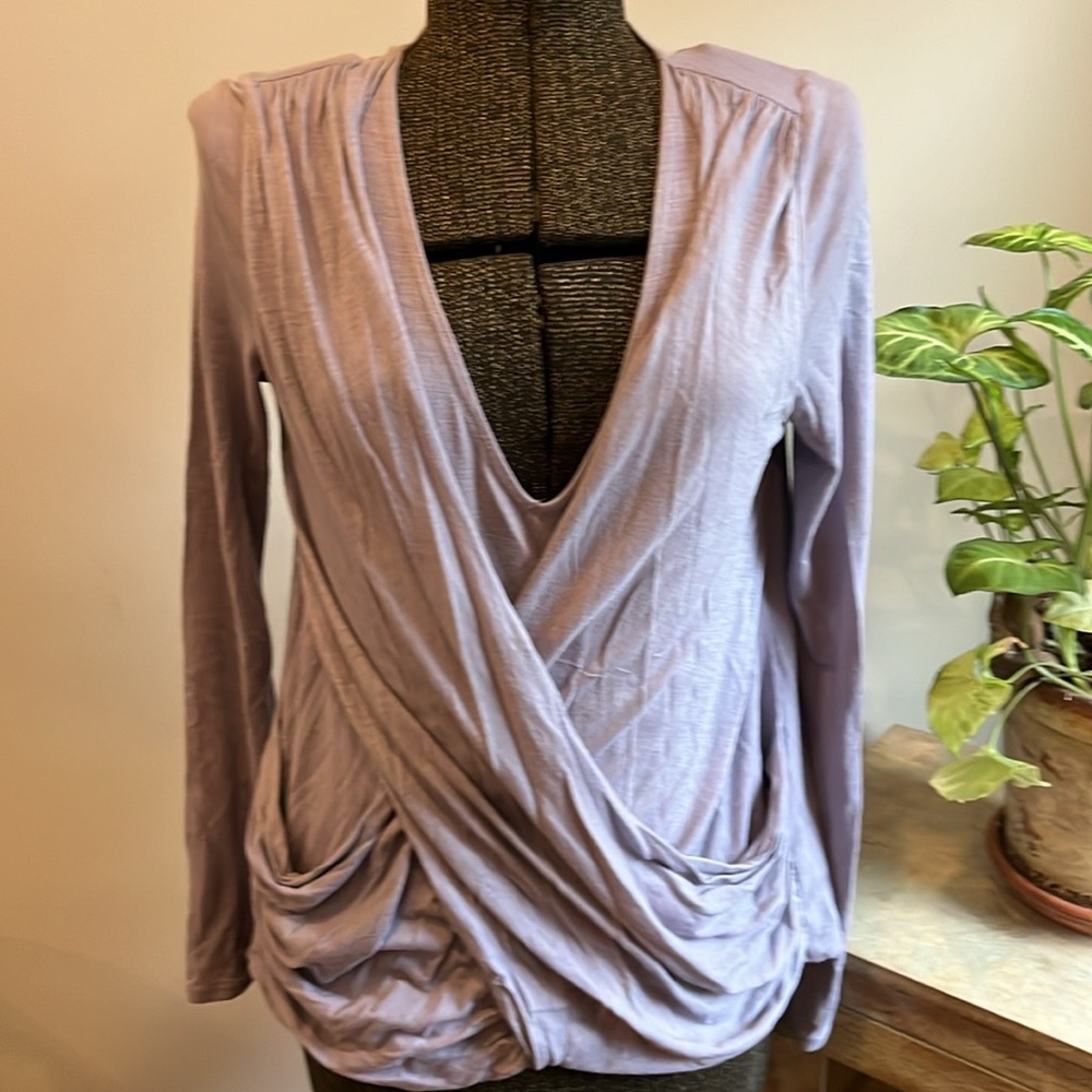 Anthropologie Draped Cross Front L/S Light Purple Akemi + Kin Top SMALL